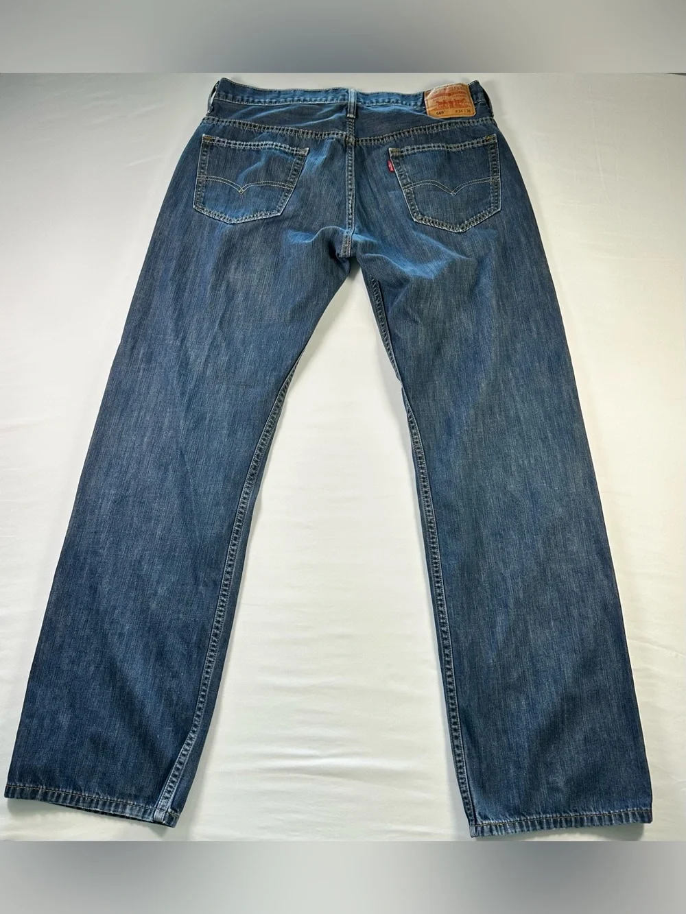 Levi’s 569 Jeans Mens 34x36 Blue Straight Dark Wash Denim Whiskered Loose Fit